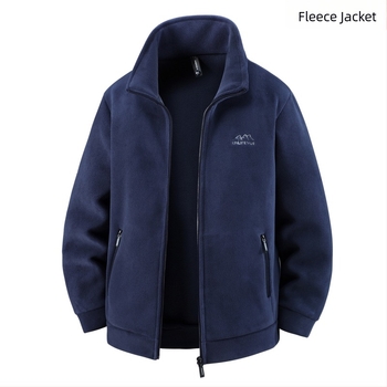 Ανδρικό φλίς φούτερ με φερμουάρ και όρθιο γιακά, παχύ ύφασμα, τσέπες με φερμουάρ