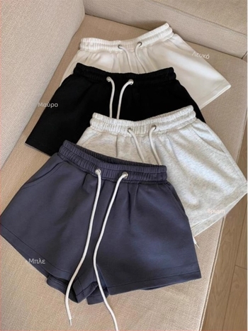 Γυναικεία φαρδιά σορτς με υψηλή μέση, μήκος τριών τεταρτών, ελαφρύ ύφασμα, μείγμα βαμβακιού-πολυεστερίας 50–70%, μικροελαστικότητα