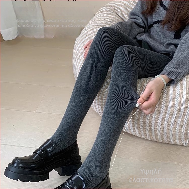 Καλσόν ιαπωνικού στυλ με επένδυση φλίς, χοντρό ύφασμα από βαμβάκι με κάθετες ρίγες για φθινόπωρο-χειμώνα