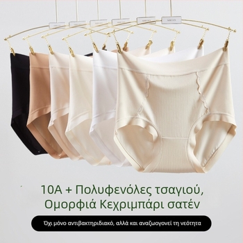 Γυναικείες εσώρουχα με ψηλή μέση από νάιλον, επένδυση καβάλου από μετάξι μουριάς, διαπνοή, αντιβακτηριακά