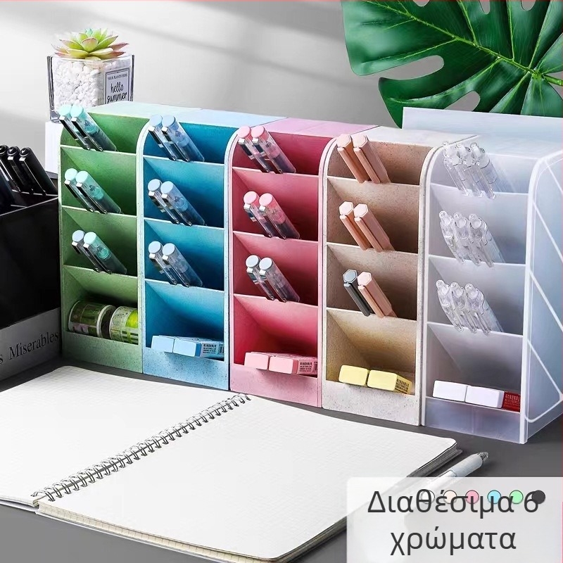 Tengxian BT-310 Πλαστικός τετράγωνος κρατητήρας για στυλό γραφείου με τέσσερα διαμερίσματα και κεκλιμένο σχέδιο