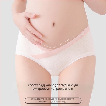 Εσώρουχο εγκύου από βαμβάκι, χαμηλή μέση σε σχήμα V, αναπνεύσιμο βαμβάκι, Jacquard ύφανση – κατάλληλο για όλα τα στάδια της εγκυμοσύνης