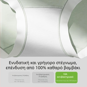 Γυναικείες βαμβακερές σλιπ με μέση μέση, αντιβακτηριακές και διαπνέουσες, βασικό υλικό 80–90% βαμβάκι, επένδυση καβάλου 100% βαμβάκι