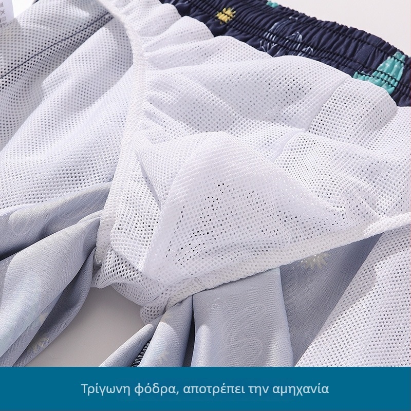 Ανδρικές βερμούδες παραλίας με γρήγορο στέγνωμα και ψηφιακή εκτύπωση, ύφασμα 95% πολυεστέρας, μίξη χημικών ινών, σχέδια ρίγες/καρό/καμουφλάζ, καλοκαίρι