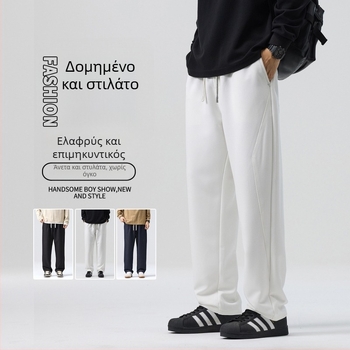 Ανδρικά τζιν, Κορεατικό βασικό στυλ με ίσια γραμμή, μεσαία μέση, κλείσιμο με κορδόνι, βαμβακο-πολυεστερική μίξη