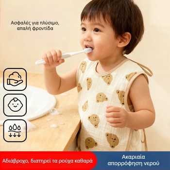 Παιδική πετσέτα για το στόμα — 100% βαμβάκι, αδιάβροχη και ανθεκτική σε λεκέδες, σχέδιο με δίχτυ/χαρακτήρες, κατάλληλη για ηλικίες 3–8 ετών