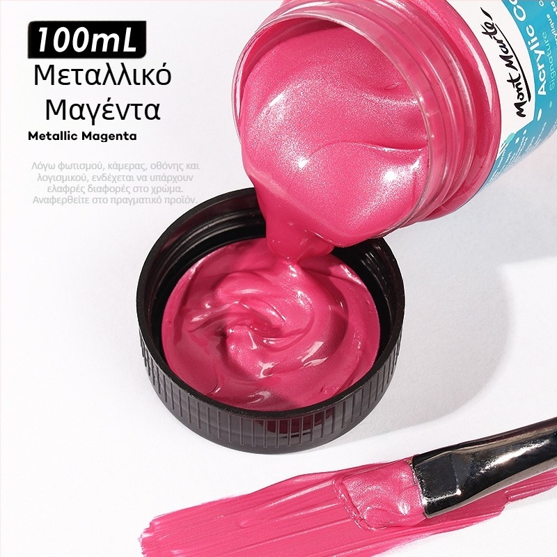 Monde μεταλλική φθορίζουσα ακρυλική μπογιά – 100 ml, αδιάβροχη, μη τοξική, μονή φιάλη, για χειροποίητες τοιχογραφίες