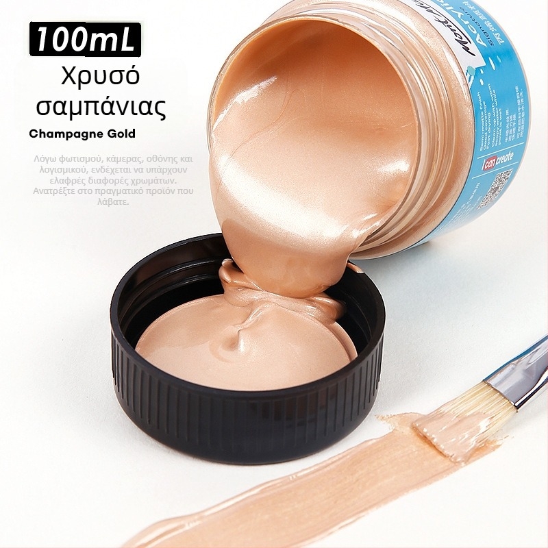 Monde μεταλλική φθορίζουσα ακρυλική μπογιά – 100 ml, αδιάβροχη, μη τοξική, μονή φιάλη, για χειροποίητες τοιχογραφίες