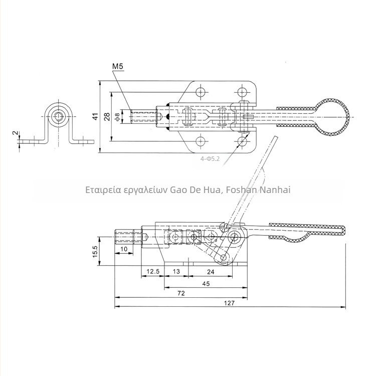 Push-Pull γρήγορο εξάρτημα συγκράτησης για συγκόλληση, σφιχτήρας αγκώνα, GH-36070, χάλυβας υψηλής περιεκτικότητας σε άνθρακα
