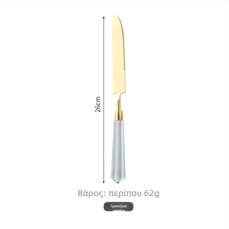 Σετ μαχαιροπίρουνων δυτικής κουζίνας από ανοξείδωτο ατσάλι 304 – Σειρά Διαμαντιού: μαχαίρι, πιρούνι, κουτάλι, μαχαίρι μπριζόλας, κουτάλι επιδορπίου