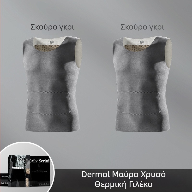 Ανδρικό θερμικό γιλέκο χωρίς μανίκια, χωρίς ραφές, στενό εφαρμοστό, με επένδυση φλίς, βασικός στρώματος για τον χειμώνα