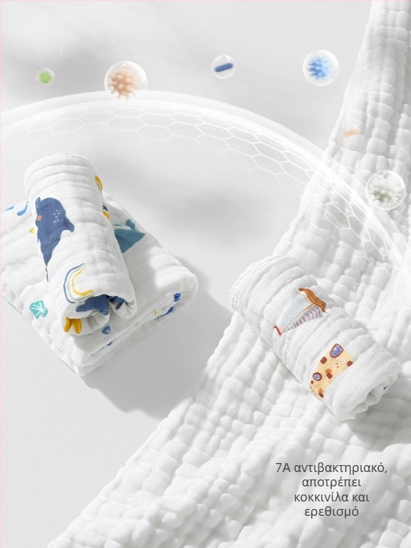 Belleptide πετσέτα σάλιου για μωρά, βαμβακερή, καρτούν μοτίβο, κατάλληλη για βρέφη και νήπια 0–3 ετών