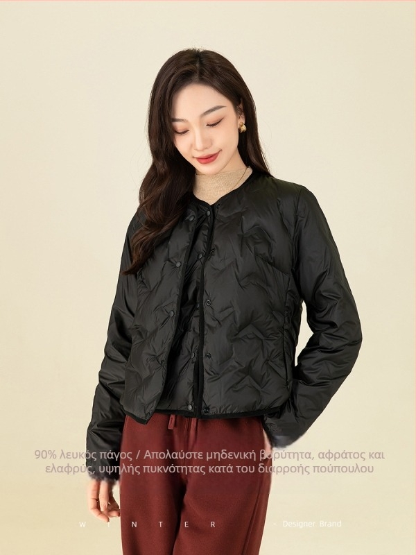 Γυναικείο γιλέκο με γέμισμα από πούπουλο, στενή εφαρμογή, μεσαίας πυκνότητας ύφασμα πολυεστέρα, μήκος 50–65 εκ.