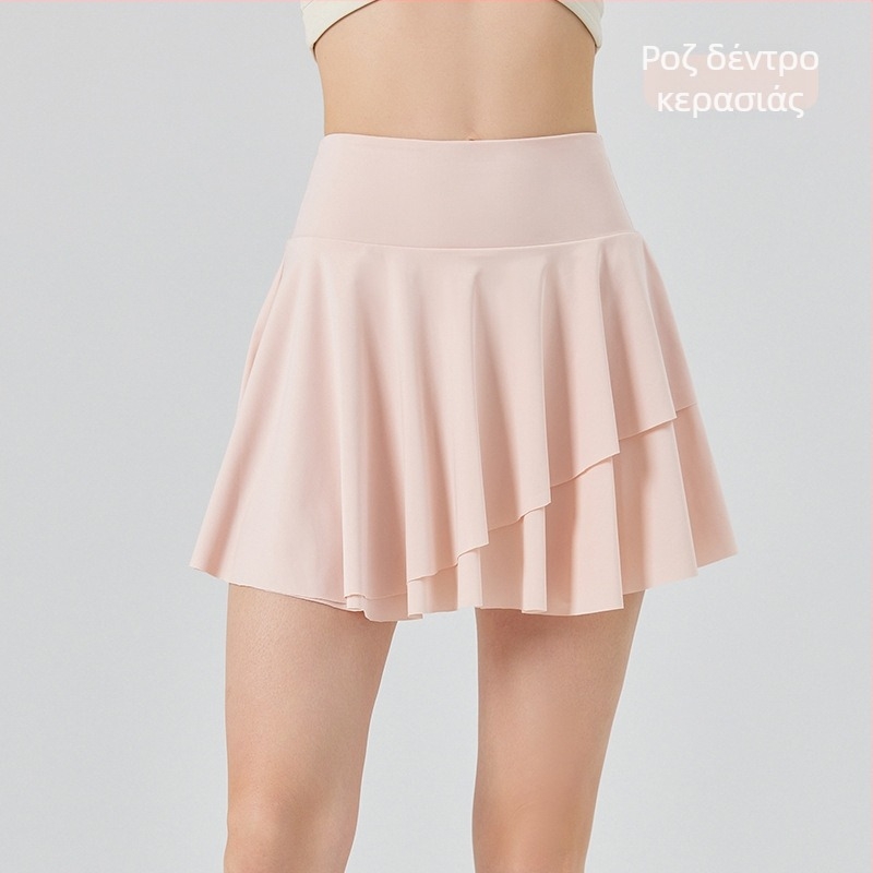 Σύντομη αθλητική φούστα - Ψηλή μέση; Γρήγορο στέγνωμα; Ύφασμα warp-knitted με αίσθηση πάγου; Νάιλον 75% / Σπάντεξ 25%