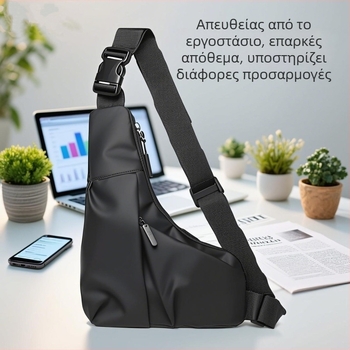 Ανδρική crossbody τσάντα με αντι-κλοπή, τρίγωνος σχεδιασμός, αδιάβροχη, εξαιρετικά ελαφριά, με επεκτάσιμη χωρητικότητα