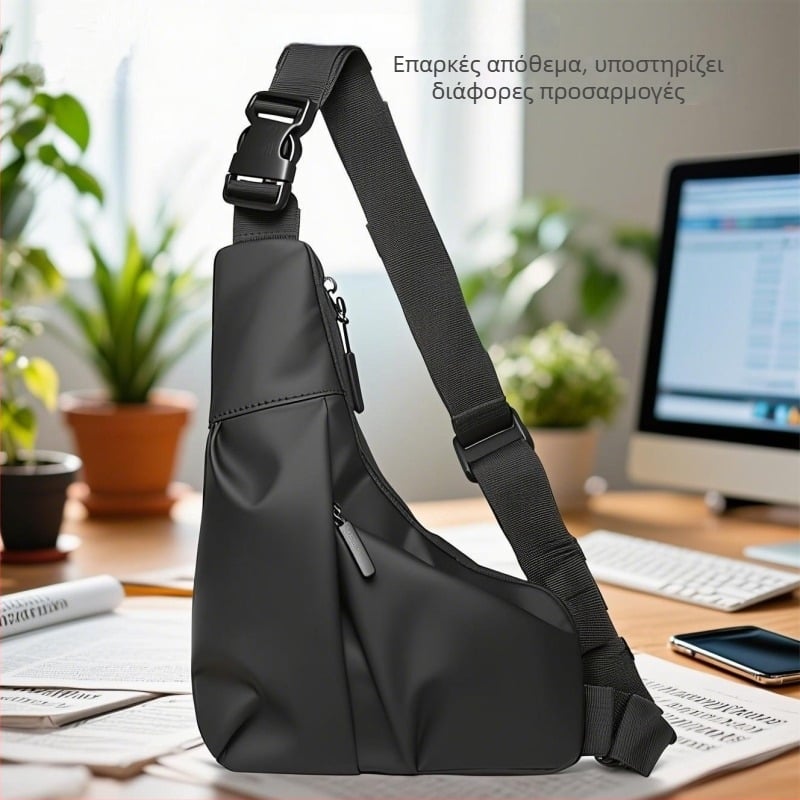 Ανδρική crossbody τσάντα με αντι-κλοπή, τρίγωνος σχεδιασμός, αδιάβροχη, εξαιρετικά ελαφριά, με επεκτάσιμη χωρητικότητα