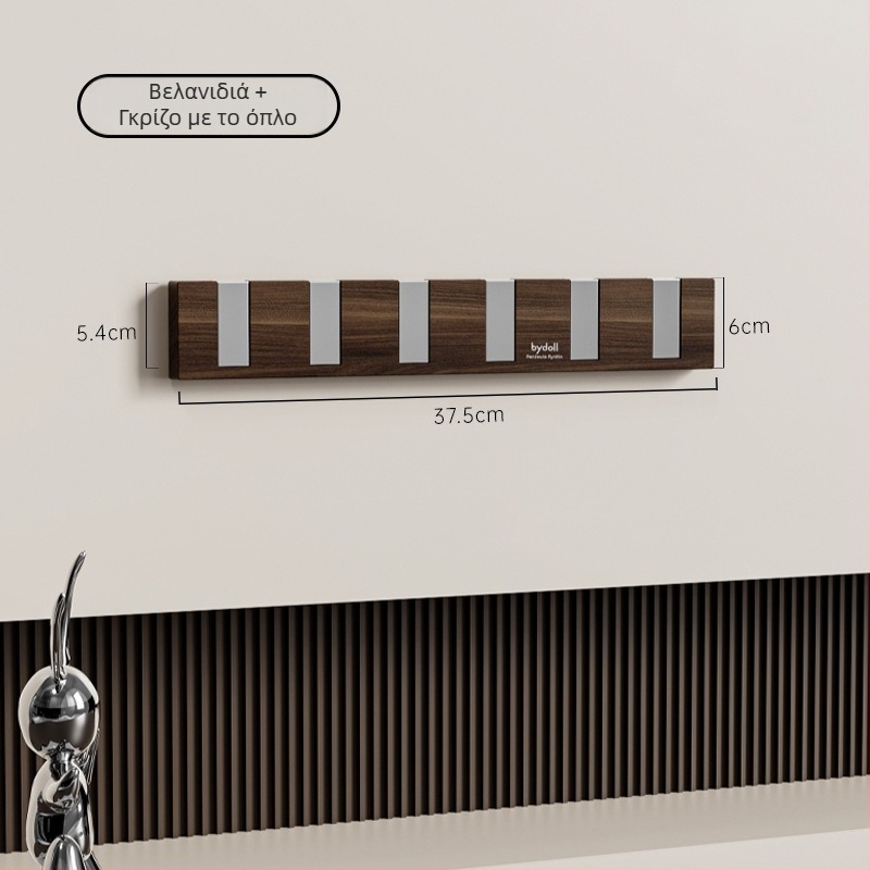 Σετ γάντζων τοίχου με κόλλα, σειρά τεσσάρων ή περισσότερων γαντζών, από πλαστικό, αντέχει 1–3 kg, σχέδιο με υφή καρυδιού και πιάνου‑κλειδιά, μοντέρνο μινιμαλιστικό στυλ