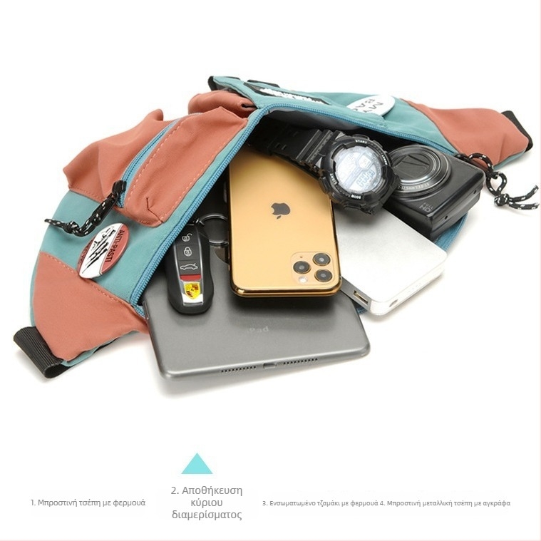 Ανδρική τσάντα στήθους, καμβάς, στυλ δρόμου, ανθεκτική στη φθορά και μείωση φορτίου