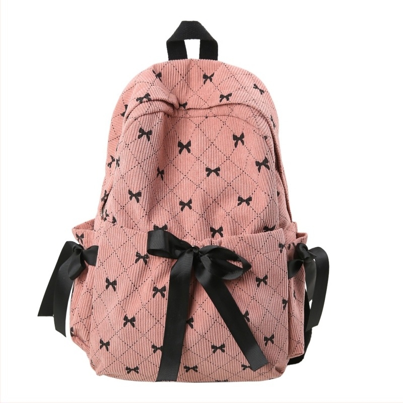 Σακίδιο κοριτσιών - Corduroy, Μεγάλη χωρητικότητα, Γεωμετρικό μοτίβο, Εσωτερική επένδυση από πολυεστέρα, Καμπύλος ιμάντας ώμου