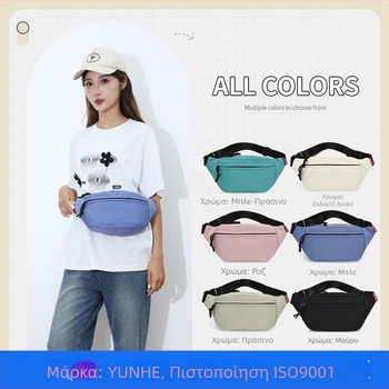 Τσαντάκι μέσης crossbody — κορεατικό street style, αδιάβροχο Oxford ύφασμα, φερμουάρ, πολυεστερική επένδυση, εσωτερική θήκη