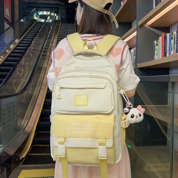 Σχολική τσάντα από νάιλον για μαθητές γυμνασίου, με μεγάλη χωρητικότητα, ανθεκτική στη φθορά, κυρτές ιμάντες ώμου, unisex