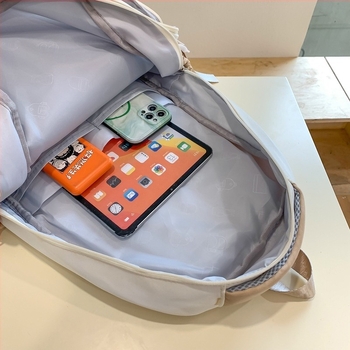 Σχολική τσάντα από νάιλον για μαθητές γυμνασίου, με μεγάλη χωρητικότητα, ανθεκτική στη φθορά, κυρτές ιμάντες ώμου, unisex