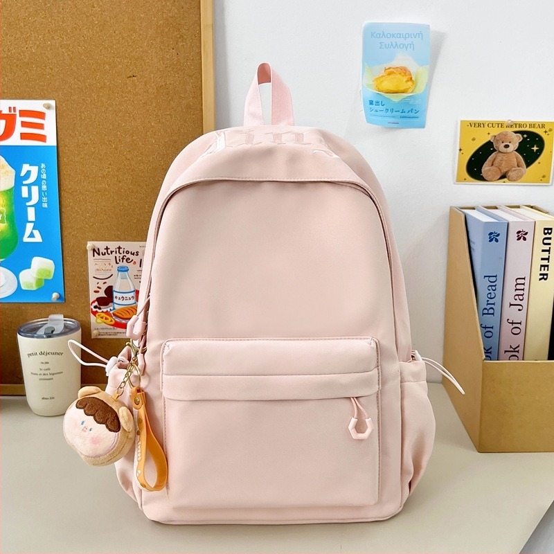 Νάιλον σχολική τσάντα για κορίτσια γυμνασίου, αδιάβροχη, στυλ νεανικού campus, επένδυση πολυεστέρα, καμπύλοι ιμάντες