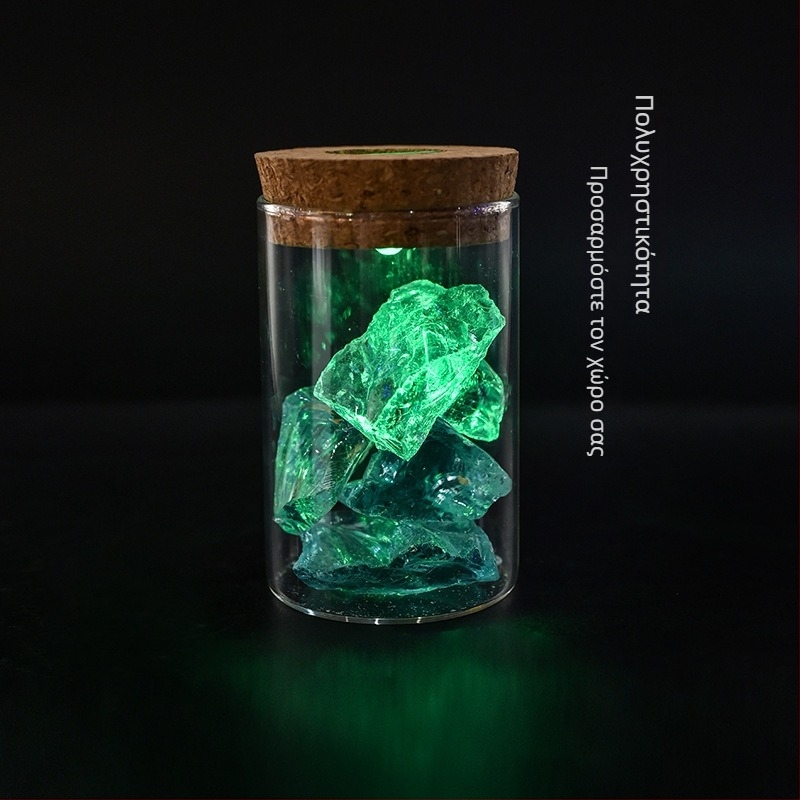 Γυάλινο βάζο αποθήκευσης με φωτισμό, borosilicate γυαλί υψηλής διαφάνειας, φελλώδες καπάκι, παρουσίαση βραχιολιών, προστασία από σκόνη