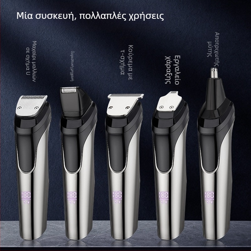 Ηλεκτρικός Κουρευτής Μαλλιών 5-σε-1 Σετ Περιποίησης για Άνδρες, Κούρεμα ρινών, Λεπίδες από ανοξείδωτο ατσάλι, Ενσωματωμένη Επαναφορτιζόμενη Μπαταρία, Πλήρως Πλένεται