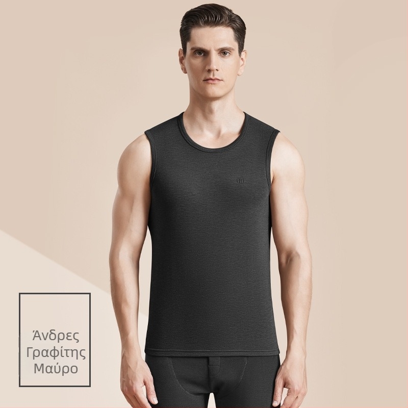 Ανδρικό Θερμικό Γιλέκο από Μαλλί με Αντιβακτηριακό Διπλής Όψεως Βελούρο, Τριών Στρώσεων Κατασκευή, Παχύ, Στρογγυλός Λαιμός