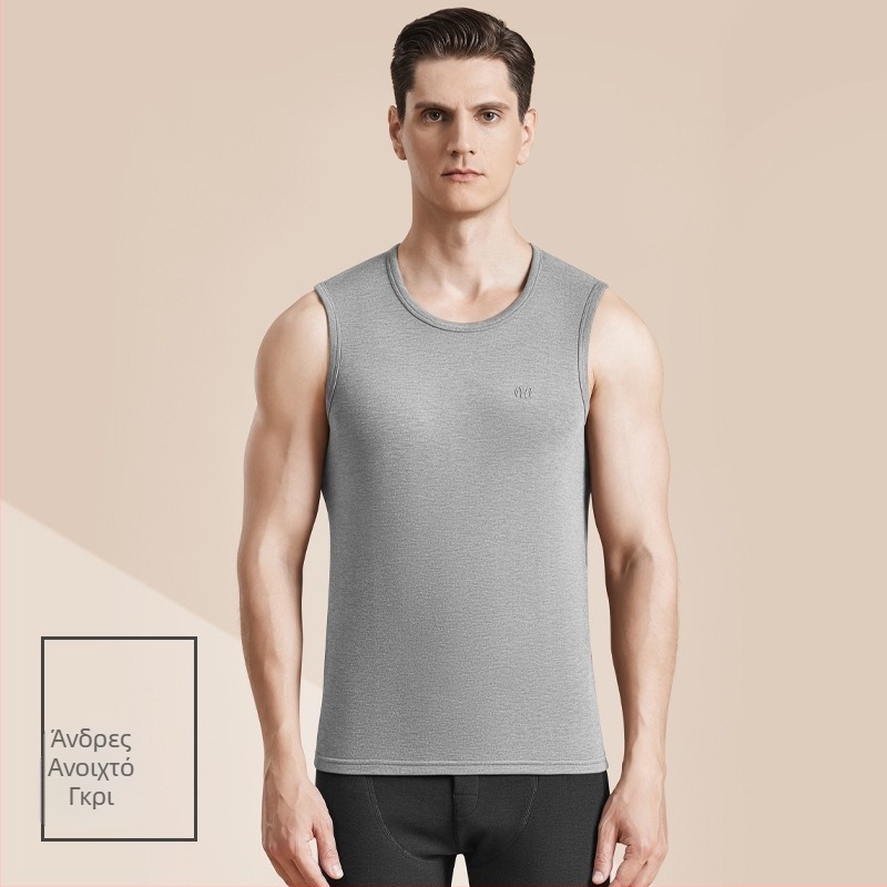 Ανδρικό Θερμικό Γιλέκο από Μαλλί με Αντιβακτηριακό Διπλής Όψεως Βελούρο, Τριών Στρώσεων Κατασκευή, Παχύ, Στρογγυλός Λαιμός