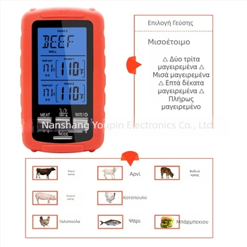 Ασύρματο θερμόμετρο φαγητού με διπλό κανάλι και ψηφιακή οθόνη – εύρος -20°C έως 300°C, ανάλυση 1°C, ακρίβεια ±1°C