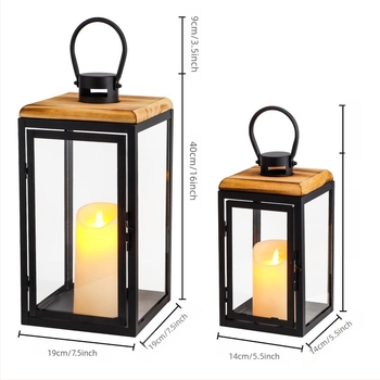 Σετ δύο μεταλλικών και γυάλινών φανοστάτων Jsmy