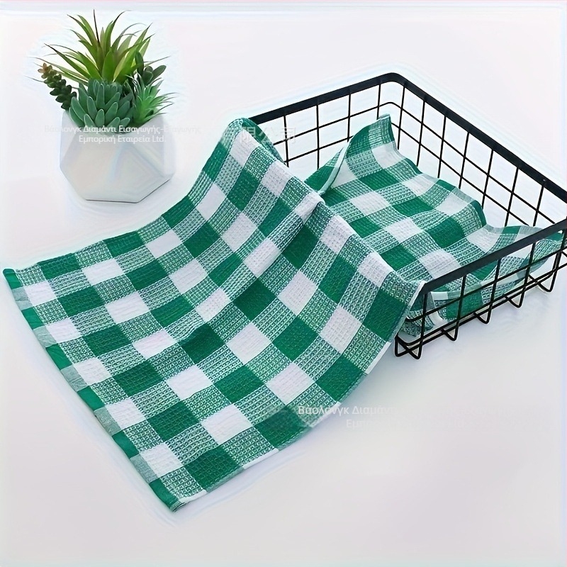 Πετσέτες κουζίνας από 100% βαμβάκι, καρό σχέδιο βάφλα ύφανση, απορροφητικές για στέγνωμα κατσαρολών και πιάτων