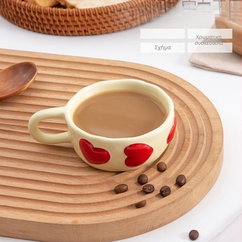 Κούπα πορσελάνης σε κορεατικό στυλ με ακανόνιστο σχήμα, κατάλληλη για φούρνο μικροκυμάτων, ανθεκτική σε υψηλές θερμοκρασίες