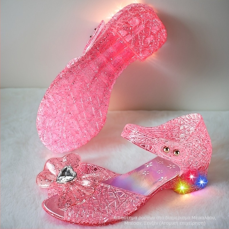 Πριγκιπικά σανδάλια για κορίτσια, PVC άνω μέρος και σόλα, ανοιχτό δάχτυλο, κλείσιμο με αγκράφα, για ηλικίες 1–12 ετών (Καλοκαίρι–Άνοιξη–Φθινόπωρο)