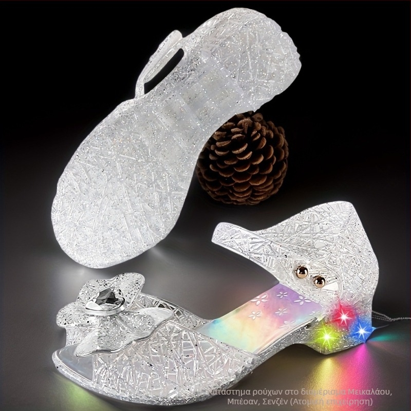 Πριγκιπικά σανδάλια για κορίτσια, PVC άνω μέρος και σόλα, ανοιχτό δάχτυλο, κλείσιμο με αγκράφα, για ηλικίες 1–12 ετών (Καλοκαίρι–Άνοιξη–Φθινόπωρο)