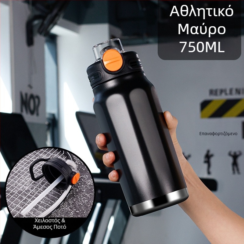 Θερμός κύπελλο με μεγάλη χωρητικότητα, εσωτερική δεξαμενή από 316 ανοξείδωτο χάλυβα, εξωτερική κάλυψη από 201 ανοξείδωτο χάλυβα, μόνωση 6–12 ωρών, εκτύπωση λογότυπου