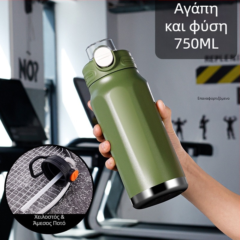 Θερμός κύπελλο με μεγάλη χωρητικότητα, εσωτερική δεξαμενή από 316 ανοξείδωτο χάλυβα, εξωτερική κάλυψη από 201 ανοξείδωτο χάλυβα, μόνωση 6–12 ωρών, εκτύπωση λογότυπου