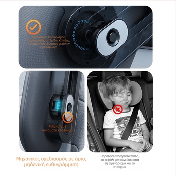 Μαξιλάρι προσκέφαλου αυτοκινήτου με Memory Foam, ρυθμιζόμενος τριτμητός σχεδιασμός για ύπνο στην πλευρά, ταιριάζει σε όλα τα οχήματα, εγκατάσταση με ένα κλικ