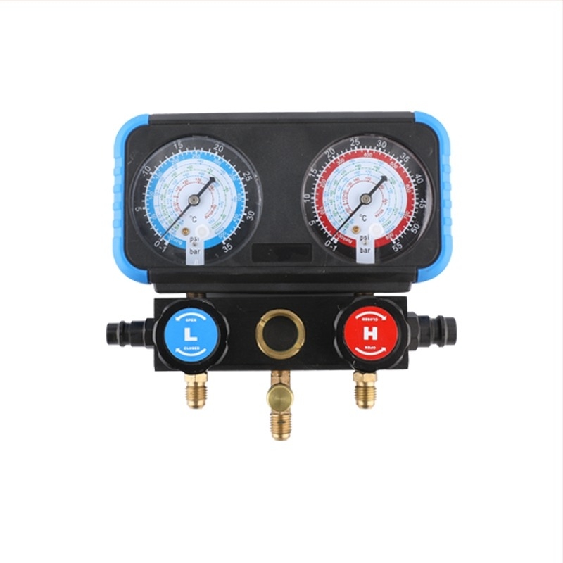 Μετρητής πίεσης ψυκτικού R134A με διπλό μετρητή και βαλβίδα — σετ εργαλείων κλιματισμού αυτοκινήτου