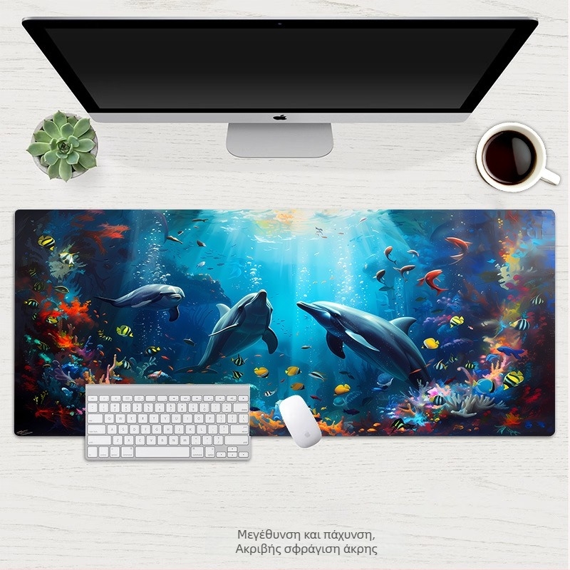 Mouse Pad Dolphin σειρά: Υδάτινος Κόσμος – φυσικός καουτσούκ, αντιολισθητική επιφάνεια, μεταφορά θερμότητας, OEM παραμετροποίηση