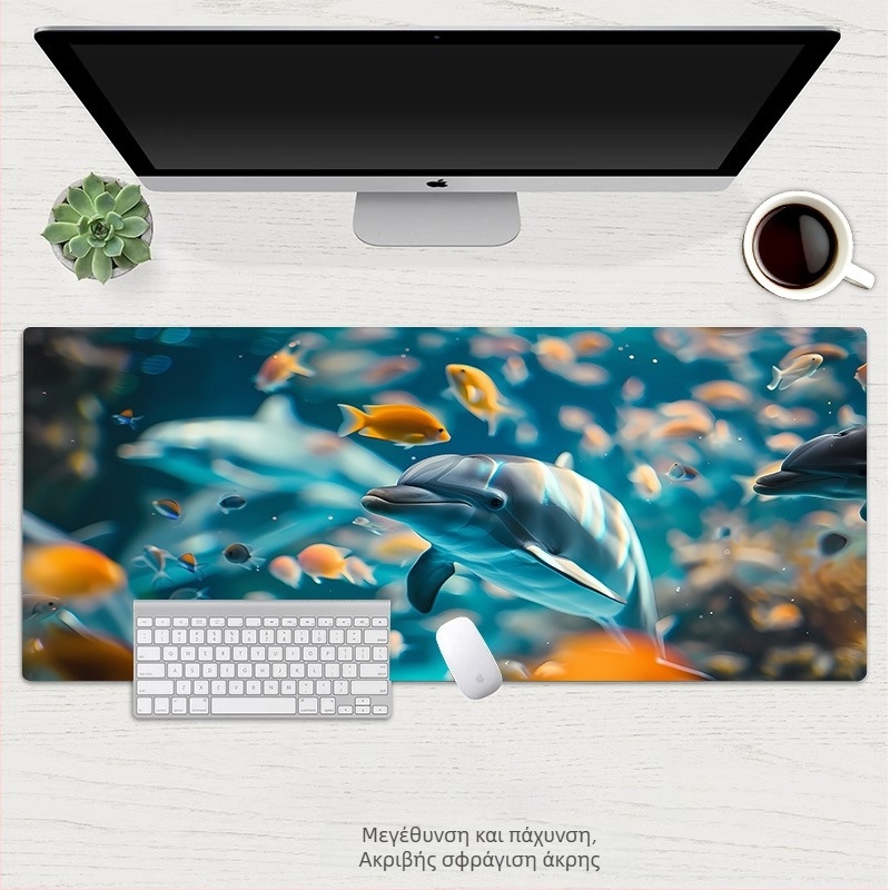 Mouse Pad Dolphin σειρά: Υδάτινος Κόσμος – φυσικός καουτσούκ, αντιολισθητική επιφάνεια, μεταφορά θερμότητας, OEM παραμετροποίηση