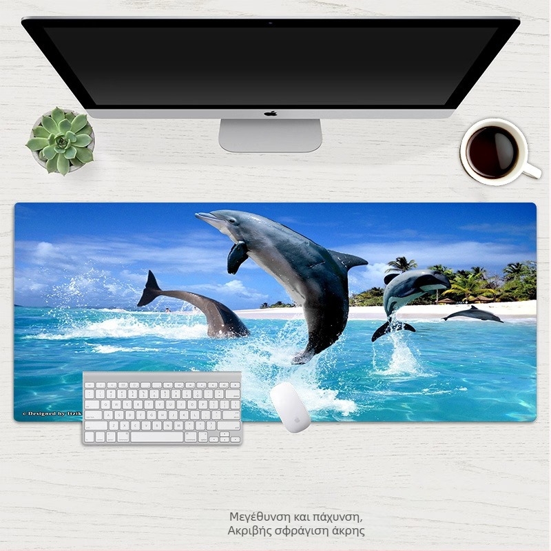 Mouse Pad Dolphin σειρά: Υδάτινος Κόσμος – φυσικός καουτσούκ, αντιολισθητική επιφάνεια, μεταφορά θερμότητας, OEM παραμετροποίηση