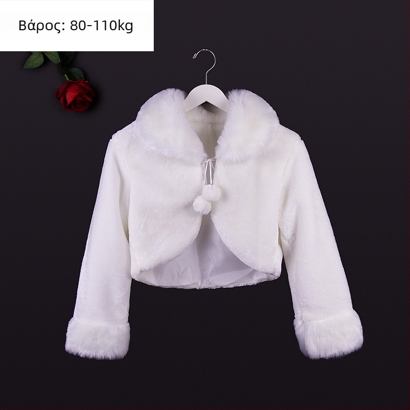 Χειμωνιάτικη νυφική εσάρπα με μακριά μανίκια, τεχνητή γούνα, μονόχρωμο σχέδιο, ιαπωνο-κορεατικό γλυκό στυλ