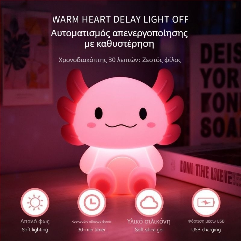 Νυχτερινό φως για παιδιά, εξάγωνος σχέδιο με ζώα (δεινόσαυρος και μέλισσα), σιλικόνινο φωτιστικό κάλυμμα, Type-C τροφοδοσία, καρτούν στυλ, ζωή πάνω από 100000 ώρες