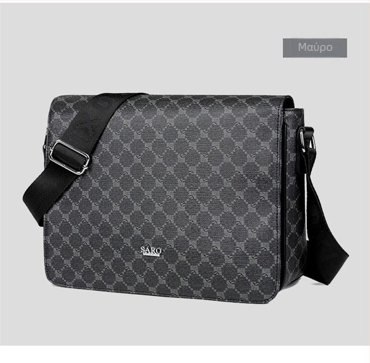 Ανδρική τσάντα ώμου — αστικός μινιμαλισμός, PVC υλικό, επένδυση από πολυεστέρα, γεωμετρικό σχέδιο, μάρκα saro xi (Υλικό: PVC; Επένδυση: Πολυεστέρας; Σχέδιο: Γεωμετρικό; Μάρκα: saro xi)