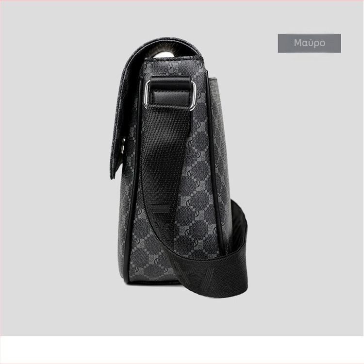 Ανδρική τσάντα ώμου — αστικός μινιμαλισμός, PVC υλικό, επένδυση από πολυεστέρα, γεωμετρικό σχέδιο, μάρκα saro xi (Υλικό: PVC; Επένδυση: Πολυεστέρας; Σχέδιο: Γεωμετρικό; Μάρκα: saro xi)