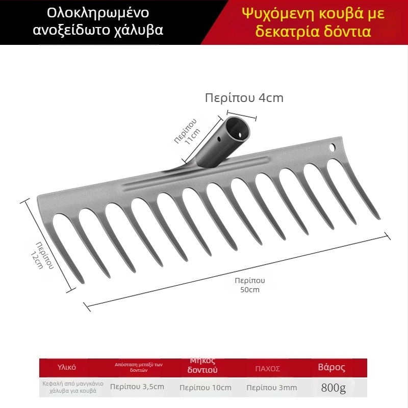 Ράκε ζιζανίων από χάλυβα μανγκάνιου – πολυλειτουργικό γεωργικό εργαλείο για ζιζάνια και φύτευση λαχανικών, πενταδάκτυλη σχεδίαση, χαλάρωση εδάφους