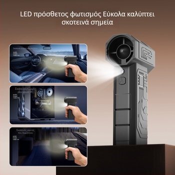 Μίνι φορητός ανεμιστήρας χωρίς ψήκτρες, για χέρι, με λειτουργία εκτόξευσης σκόνης, USB τροφοδοσία, μπαταρία 6000mAh, 4 ταχύτητες, 6+ λεπίδες